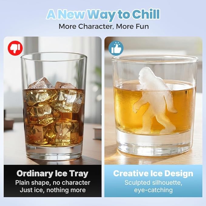 Bigfoot Ice Mold, 2026 New Sasquatch Shape Silicone Ice Cube Molds DIY Ice Sculpture Reusable Freezer Mold, Cube Mold for Whiskey Party Drinks DIY Ice Cubes ﻿