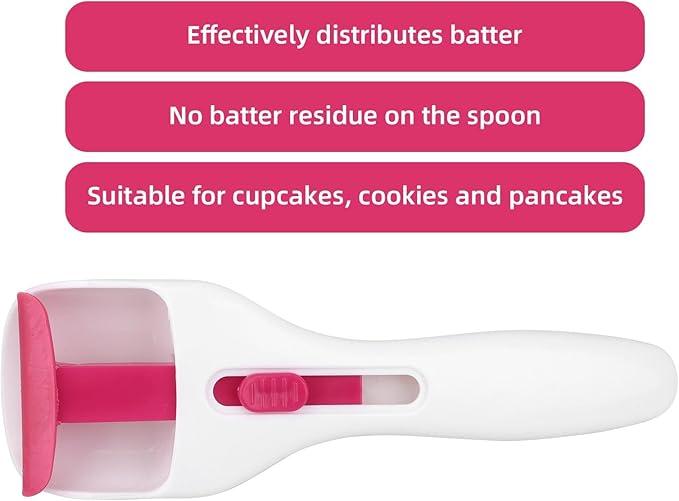 Cupcake Scoop Batter Dispenser, One-Touch Sliding Button Batter Dispensing Tool for Cake Pancakes Muffins Precise Portioning Cookie Kitchen Baking Tool for Home Bakery