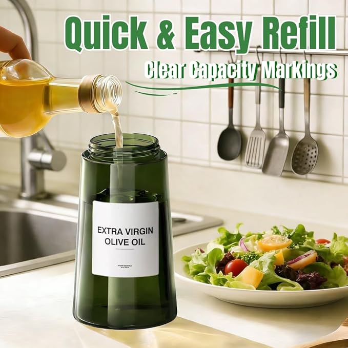 2-in-1 Olive Oil Sprayer,Olive Oil Dispenser for cooking,16oz Light Blockage Dark Oil Sprayer,2pcs grilling spray bottle,oil dispenser & sprayer bottle,oil sprayer fine mist for Salad/BBQ
