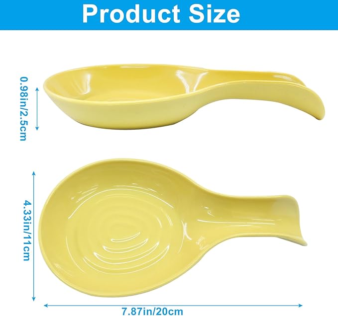 Yellow Plastic Spoon Rest Set, Serving Spoon holder for Stove Top, Kitchen Utensil Rack for Tongs, Spatulas(4Pcs)