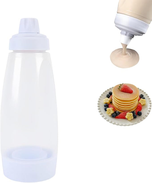 Pancake Batter Dispenser, Pancake Mix Dispenser with Whisk Ball and Stand Base, Pancake Batter Mixer for Pancakes, Crepes, Waffle, Muffins, Qatayef, Cupcakes, and more (1pc)