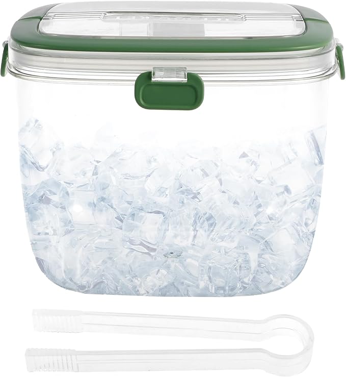 Ice Bucket with Lid and Tong Sealed,5L Ice Cube Bucket,Portable Ice Bucket Container Wine Bucket with Handle,Ice Storage Bin for Cocktail Freezer Bar Parties Barbeque Camping, Green