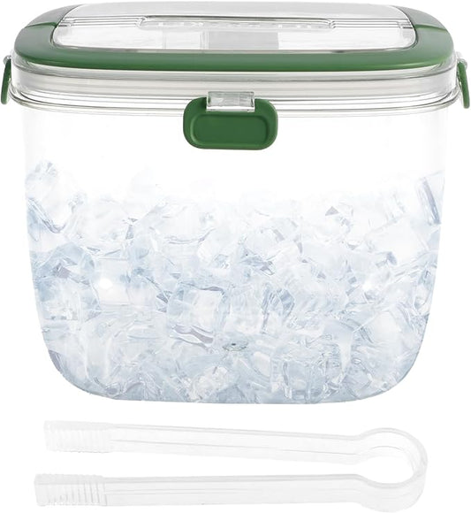 Ice Bucket with Lid and Tong Sealed,5L Ice Cube Bucket,Portable Ice Bucket Container Wine Bucket with Handle,Ice Storage Bin for Cocktail Freezer Bar Parties Barbeque Camping, Green