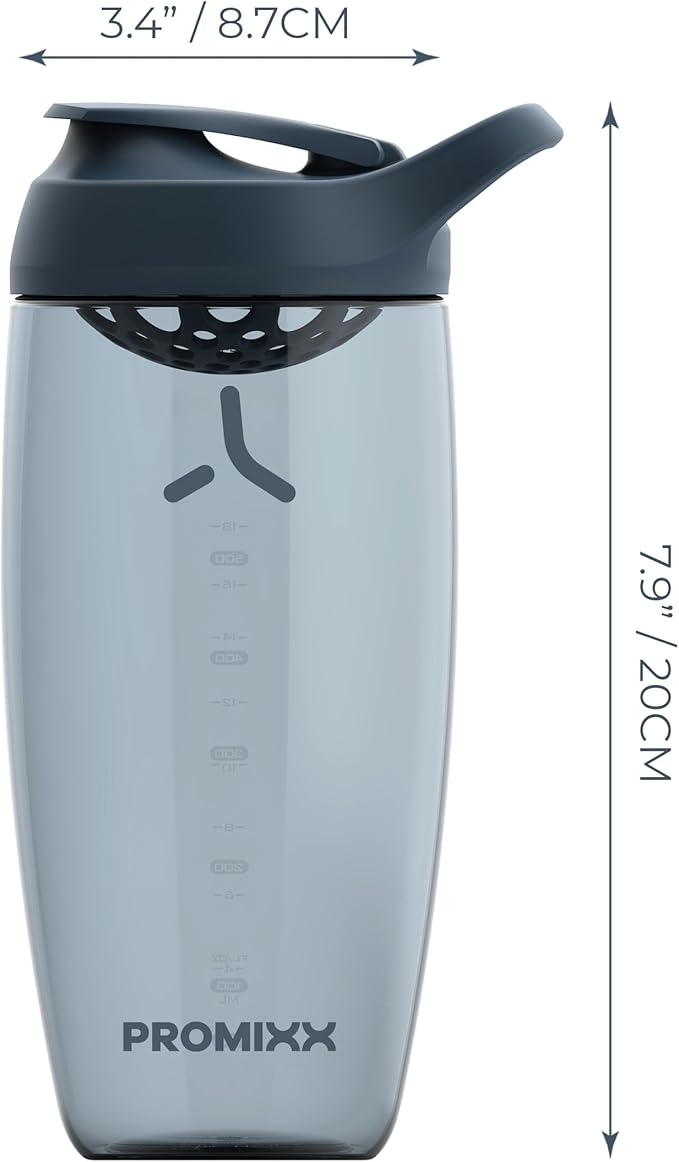 Promixx Pursuit Protein Shaker Bottle (24 oz) – Silent No-Ball Mixer, Leak-Proof Lid, BPA/BPS & Phthalate-Free ECOZEN – Easy-Clean Shaker Cup for Protein Shakes, Pre & Post-Workout Smoothies
