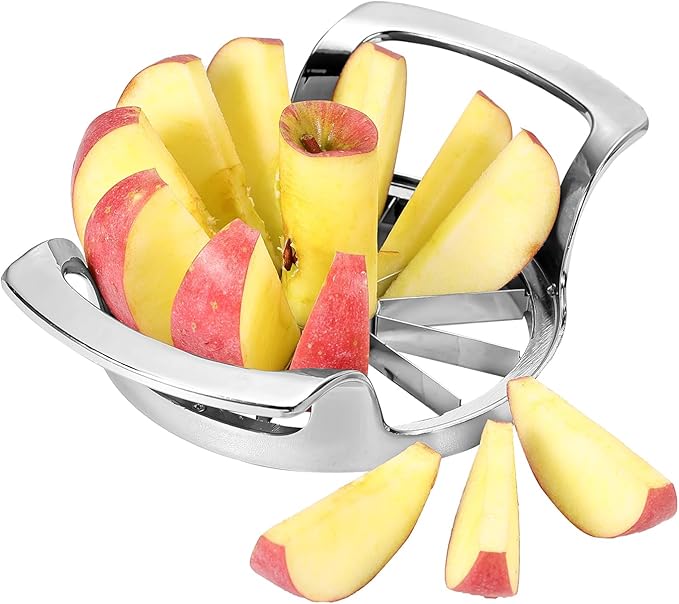 Apple Slicer with 12 Blades Extra Large Heavy Duty Stainless Steel Apple Corer, Dishwasher Safe Easy to Use Sharp Apple Slicer and Corer for Vegetables, Fruit and Pineapple