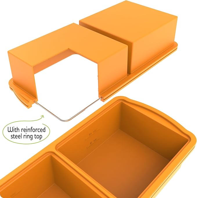ZIP STANDING Silicone Freezer Trays with Lid,2-cup Soup Freezer Container large Ice Cube Molds with Reinforced Steel Ring Top for freezing Soup Sauce Broth Leftovers oven Dishwasher -Safe (yellow)