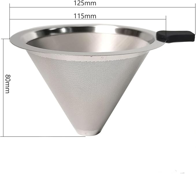 Double Mesh Pour Over Coffee Filter Set - 600+800 Mesh Reusable Stainless Steel Coffee Filter with Detachable Handle, Easy Clean, 2-in-1 for Drip/Cold Brew/Espresso,Fits Most V60/Chemex Brewers