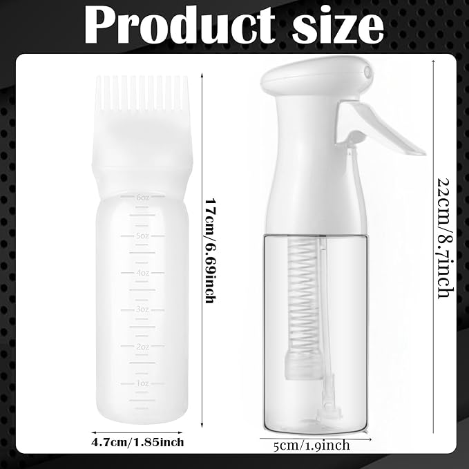 Zicotour Continuous Hair Spray Bottle and Root Comb Applicator-Bottle Hair Oil Applicator Oiling Bottles for Dye Water Mister for Hairstyling