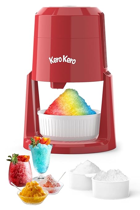 Professional Shaved Ice Machine: RX03 Electric Snow Cone Maker & ICEE Machine for Home, 60W Power, 120V Universal Voltage, Create Fluffy Ice Snow Cones, Slushies and Frozen Treats-Red (Red)