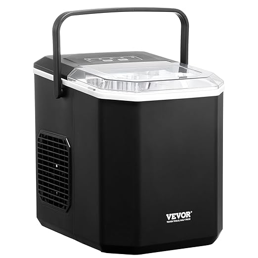 VEVOR Countertop Ice Maker, 9 Cubes Ready in 6 Mins, 26lbs in 24Hrs, Self-Cleaning Portable Ice Maker with Ice Scoop and Basket, Ice Machine with 2 Sizes Bullet Ice for Home Kitchen Office Bar Party