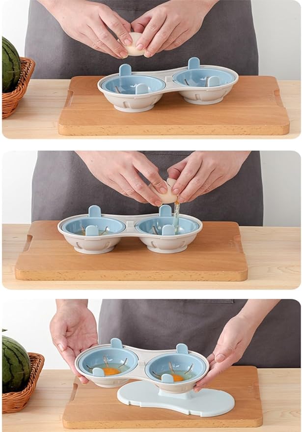 2Cavity Durable Egg Poacher, Edible Silicone Double Drain Cups Microwave Egg Cooker, Kitchen Cooking Gadgets for Home Chefs/Cooking Enthusiasts