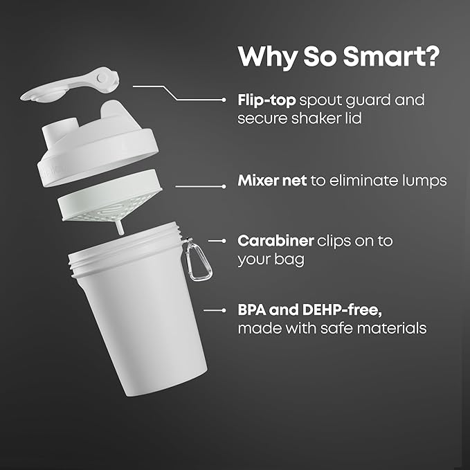 Smartshake Lite 4-Pack Protein Shaker Bottle 400 ml | 13.5 oz - Leakproof Screw-on Lid - BPA Free – Unisex - Mist Grey, Army Green, Black, Navy Blue | 4-Pack, Leakproof, Screw-on Lid, BPA Free, Unisex