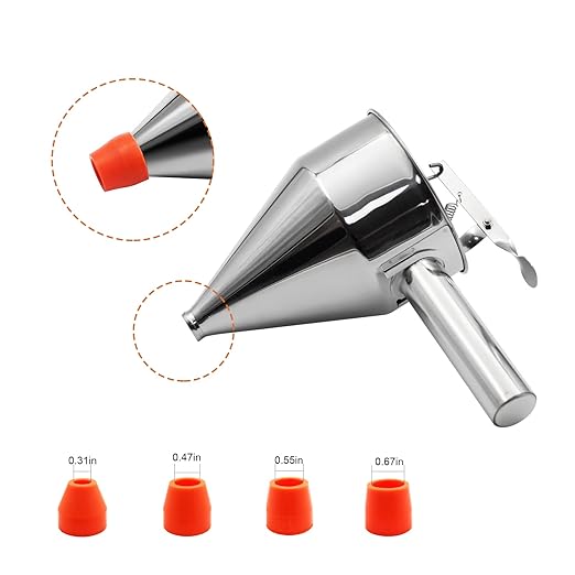 40oz Pancake Batter Dispenser, Stainless Steel Funnel Cake Dispenser with Stand Heavy Duty Baking Tool for Cupcake Waffles Cakes Takoyaki and Kitchen Baking (Large)