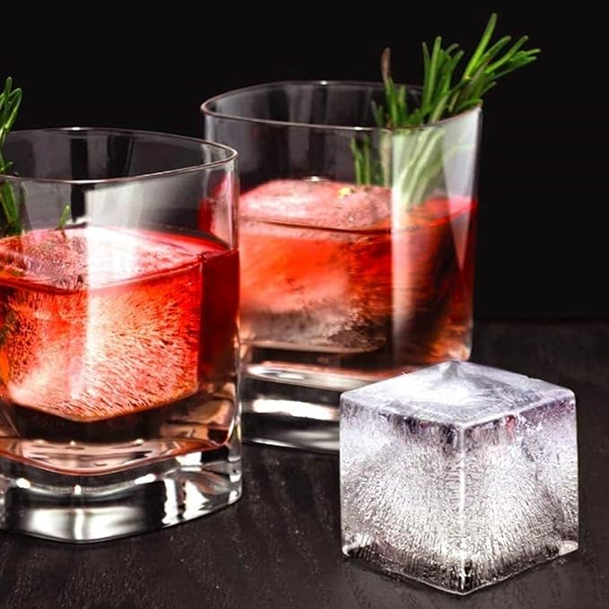 Tovolo Large 2” King Cube Ice Tray Charcoal Gray Ice Cube Trays for Whiskey Cocktails Smoothies, Big Square Ice Cube Mold Silicone Freezer Tray for Perfect Rock Cubes BPA Free Dishwasher Safe