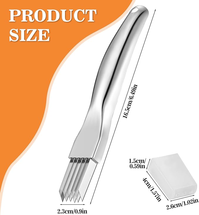 2Pcs Upgrade Shred Silk The Knife, Stainless Steel Green Onion Cutter, Multifunctional Kitchen Vegetable Chopper for Garlic Onion, Premium Food Slicer Gadget, Off the College