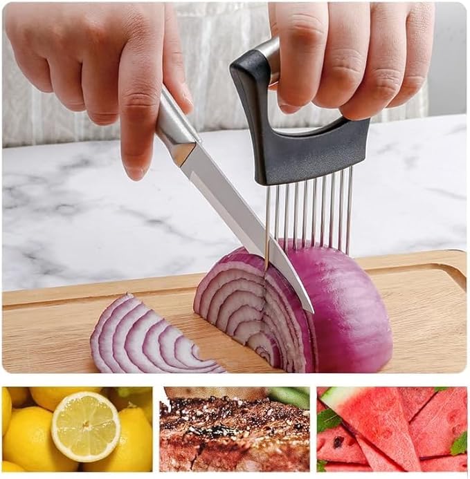 Onion Holder for, Lemon Slicer Onion Cutter for Slicing, Vegetable Cutter for Potato and Tomato, Avocados, Eggs, Food Slicer Assistant Tool for Slicing Fruit Lemon and Meat