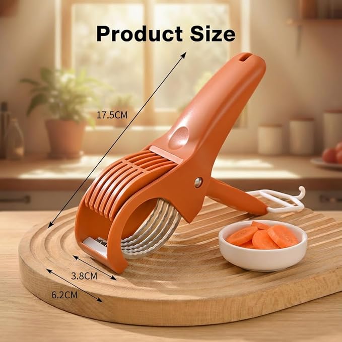 2 Pcs Multifunctional Fruit and Vegetable Slicer, 2026 Upgraded Food Manual Slicer, Ideal for Banana, Sausages, Cucumbers, Strawberries, With 2 Portable Hooks, Essential Stuff for Kitchen or Camping