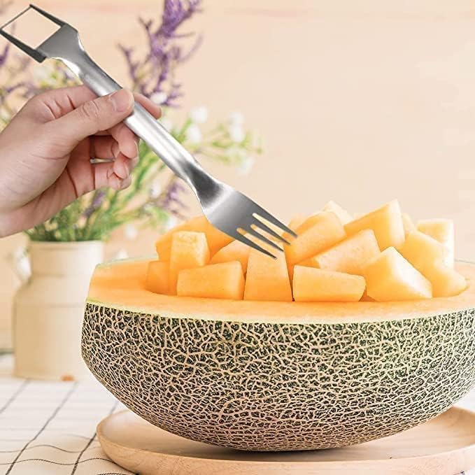 3 Packs 2-in-1 Watermelon Fork Slicer Fruit Cutter, Stainless Steel Watermelon Cutter Artifact, Watermelon Cut ter Slicer Tool Fruit Forks Sli cer Knife Kitchen Gadgets