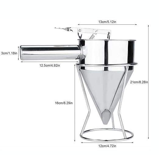 NEWLINE NY Stainless Steel Baking Funnel Dispenser with Stand for Takoyaki Pancake Batter Cupcake Pastries Desserts