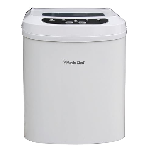 Magic Chef MCIM22W 10 Portable Ice Maker with Easy Touch Control Pad Viewing Window Removable Basket and Ice Scooper in White