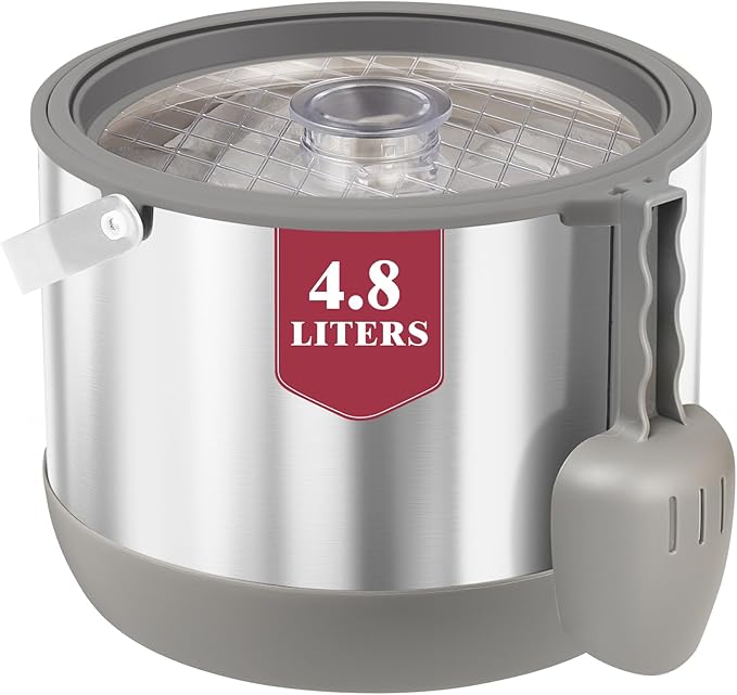 5QT/4.8L Insulated Ice Bucket for Parties, Large Capacity Double-Wall Beverage Bucket with Scoop & Lid for Champagne, Wine, Cocktail (Gray)
