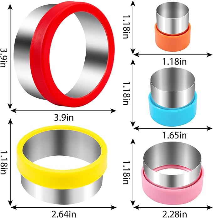 Nifogo Round Circle Cookie Cutter 5 Pcs, Biscuit Cutters, Stainless Steel Sandwich Cutter, 5 Different Sizes for Baking Donut English Muffin Scones