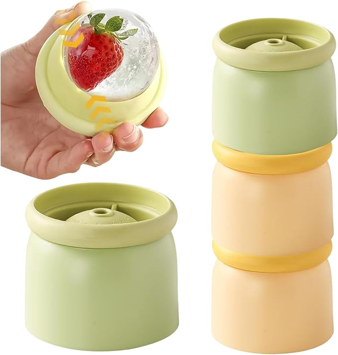 4 large ice cube molds，suitable for whiskey、coffee、lemonade、cocktail;Separate round ice cube mold;ice ball maker mold with lid;made of silicone, easy to fill and remove