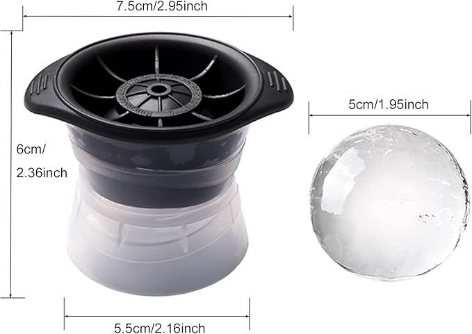 4PCS Small Sphere Ice Mold - Makes about 5CM (1.96") Crystal Clear Ice Balls,Silicone Reusable Ice Cube Trays for Whiskey, Bourbon, Cocktails & Home Bars
