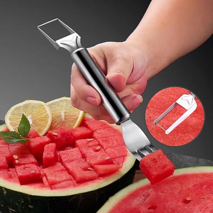 2-in-1 Stainless Steel Fruit Cutter Watermelon Cutter,2026 Watermelon Slicer Watermelon Cutters Melon Cutter Tool, Watermelon Cutting tool Stainless Steel for Kitchen (1pc)