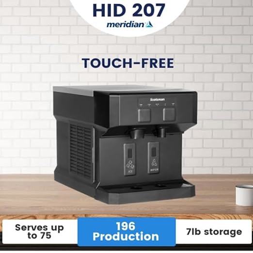 Scotsman HID207AX-1 Meridian Touch-Free Compact Countertop Nugget Ice & Water Dispenser, Air Cooled - Up to 196 lb. Production, 7 lb. Storage (115v/60hz/1ph)