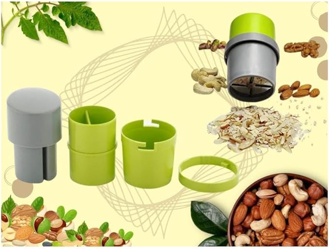 E-COSMOS® Dry Fruit Cutter and Slicer with Stainless Steel Blade, Manual Nut Grinder for Almonds, Cashews, Pista & Chocolate, Kitchen Chopping Tool (Multicolor, Pack of 1)