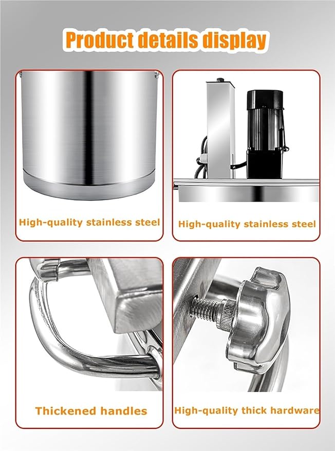 Commercial Automatic Food Mixer Pot with 4 Blade Stirring Scraper Blender, 200W Electric Stainless Steel Sauce Stirrer Frying Machine for Jam Sauce Food Blender Making Filling(60L)