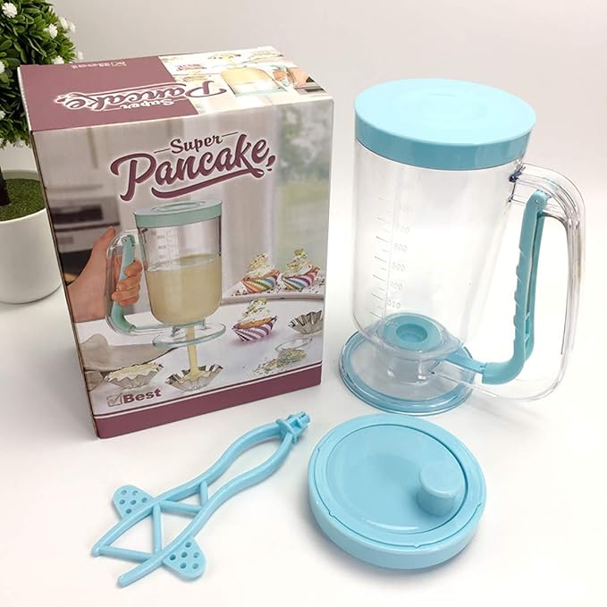 Pancake Batter Dispenser, 2 in 1 Batter Blend Mixer and Dispenser, Batters Dispensers Hand Blender Stirring Mixer Separator, Pancake Baking Cupcakes Waffle Muffin Mix Crepes Cake Maker with Measuring