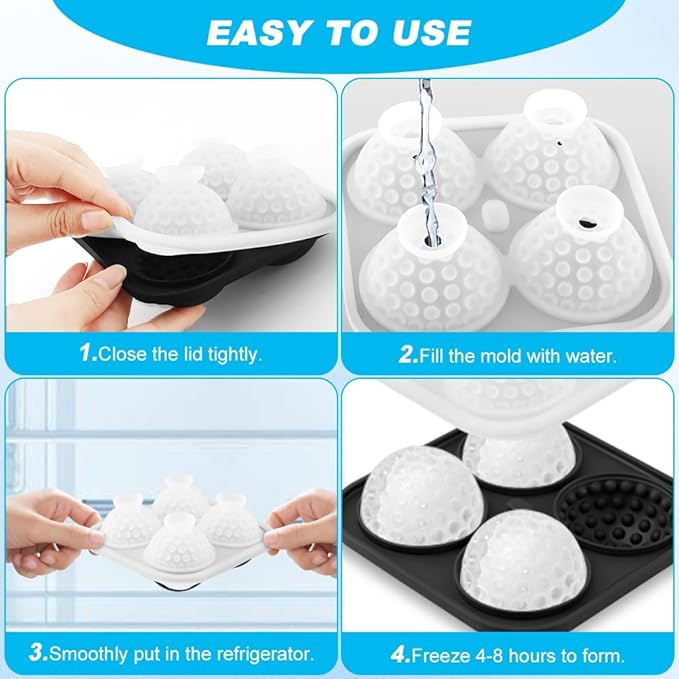 Molds for Golf Ball of Ice Cube,Silicone Mold for Cocktails,Whiskey,Sphere Ice Mold(Black)