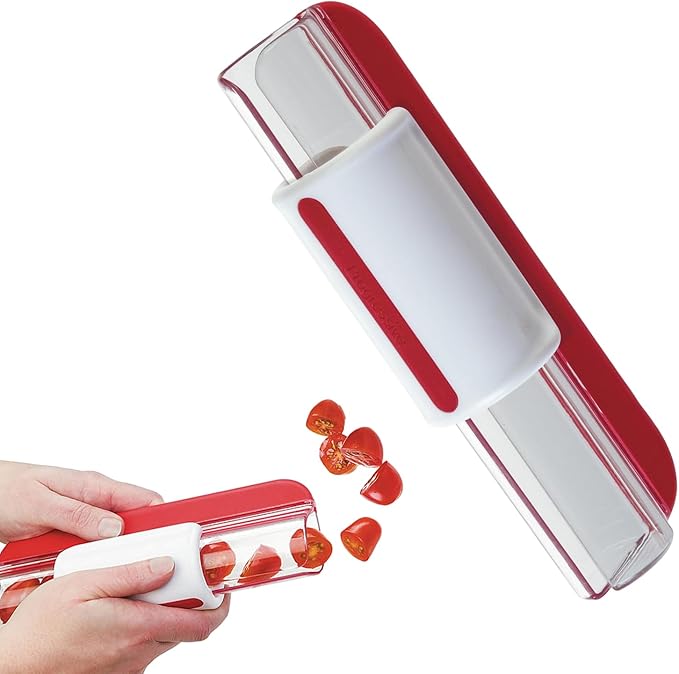 Grape Cutter Tomato Slicer, Multi-Function Small Fruit Cutter Kitchen Accessories Cake Decoration Tool Cherry Slicer(COLOR:red)