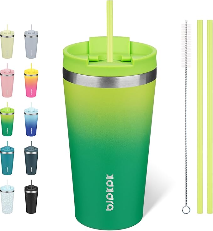 BJPKPK 18oz Tumbler With lid And Straw Stainless Steel Travel Coffee Mug Insulated Tumblers Cups,Bamboo Grove