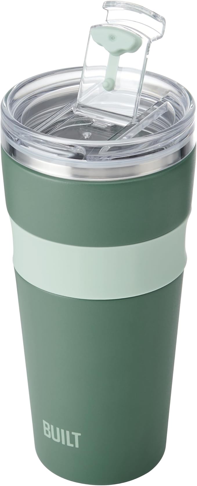 BUILT 24 oz Stainless Steel Vacuum Insulated Tumbler - Sage Green Double Wall Travel Cup, Keeps Drinks Cold 24 Hours or Hot 8 Hours, Leak Proof Lid with Flip Straw, Silicone Grip