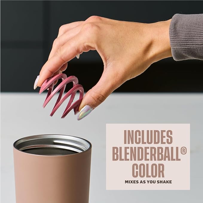 BlenderBottle 2-in-1 Insulated Stainless Steel Shaker Tumbler, Swig Leakproof Lid, Straw, BlenderBall, BPA Free, For Protein Shakes, Smoothies, And Pre Workout, 24 oz, Brown (Cocoa)