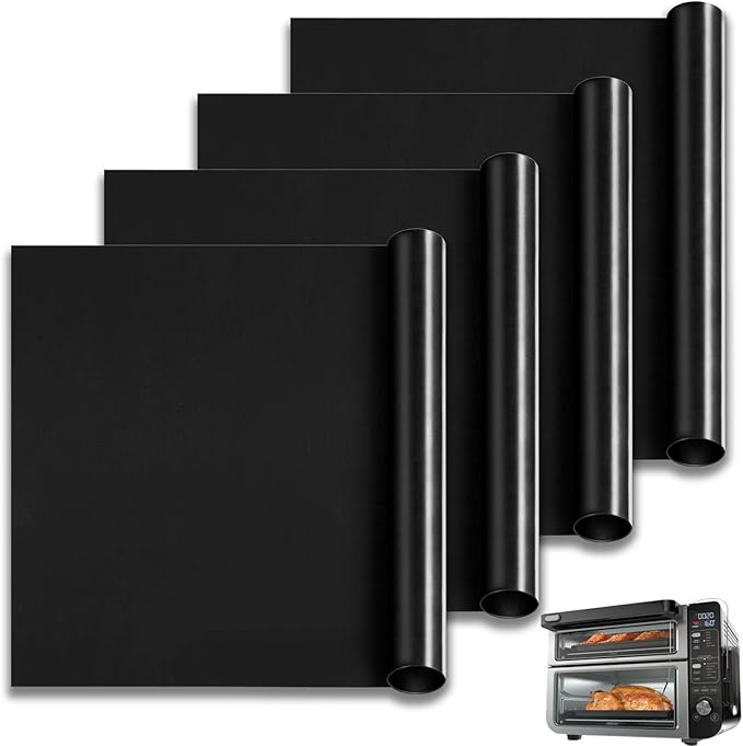 4-Pack Fiberglass Air Fryer Mats 12"x12.6" For Ninja DCT451 Compatible Oven Liners for Bottom of OvenReusable & Heavy-Duty for Even Cooking