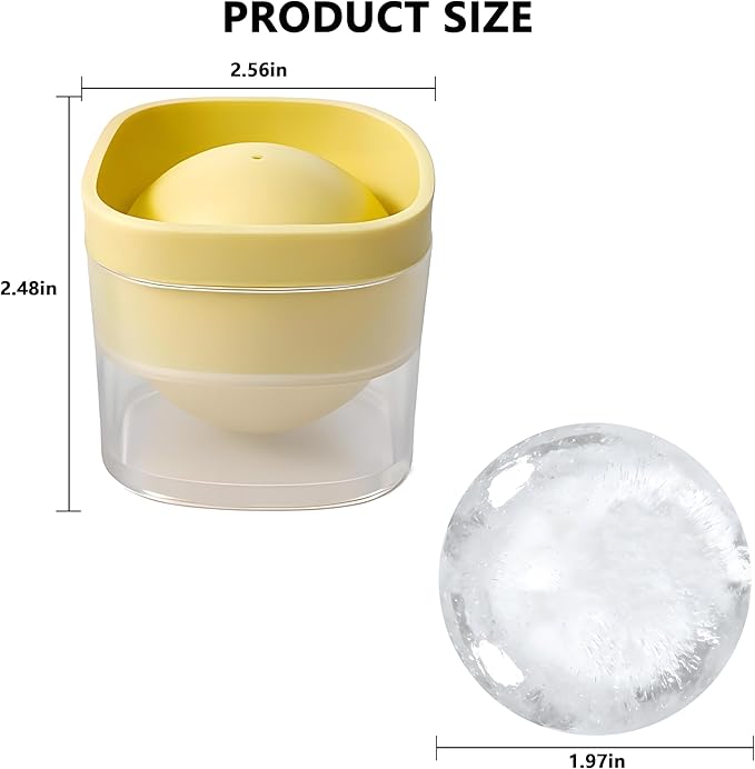 Ice Ball Maker Mold 4 Pack - Large 2.4 Inch Silicone Whiskey Ice Ball Mold, Round Reusable Ice Cube Mold for Bourbon & Cocktails, Freezer Golf Ball Ice Trays