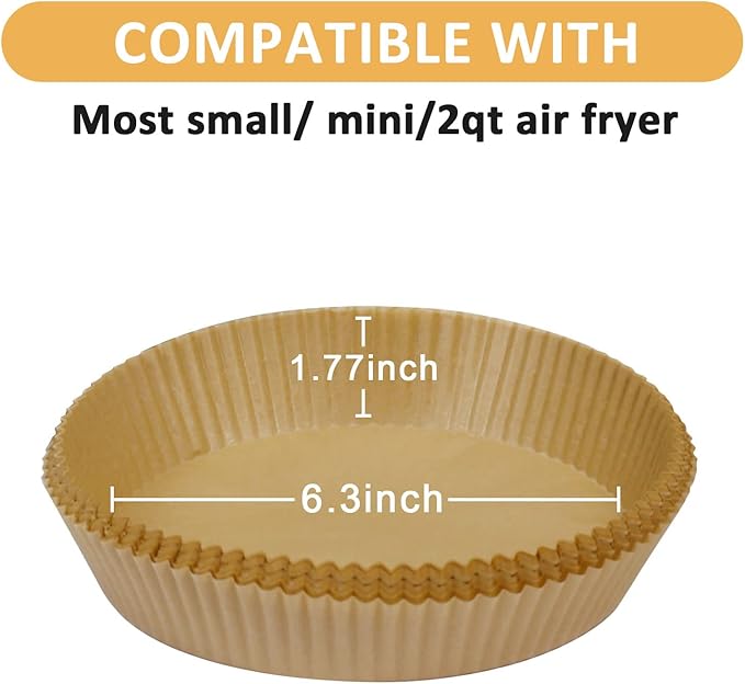 SIUDANGKA Mini Air Fryer Liners for 2qt Air Fryer, 200 Pcs Non-Stick Air Fryer Parchment Paper Pads Air Fryer Liners Compatible with Ninja AF080 Mini, Instant Vortex 2-QT, CHEFMAN Small