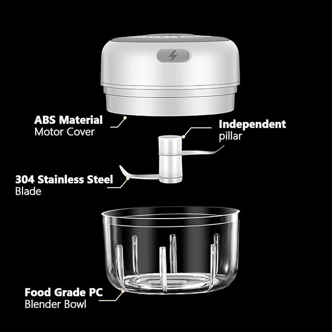 Electric Mini Garlic Chopper, 100ML Food Chopper Garlic Mincer USB, Portable Small Food Processor for Vegetables