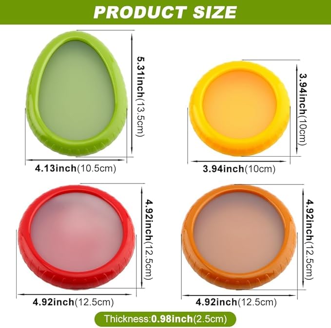 T-Raputa Avocado Saver and Onion Storage - Set of 4 Reusable Storage Containers for Fridge - Ideal for Garlic, Onions, Lemons, and Potatoes
