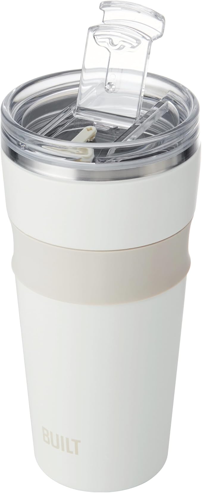 BUILT 24oz Shasta Double Wall Vacuum Insulated Stainless Steel Tumbler with Easy to Clean Flip to Open Lid, Marshmallow