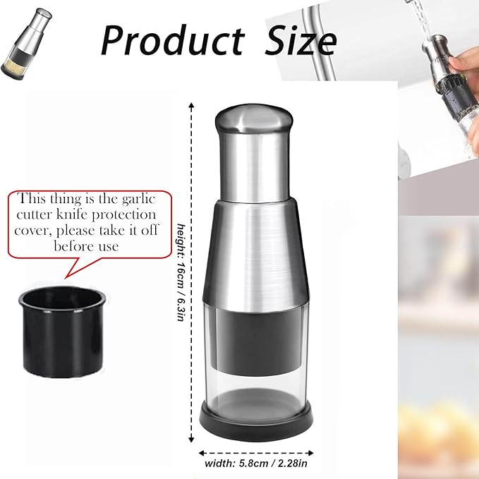 2 PCS 2025 Upgraded Stainless Steel Compact Mini Dicer Food Functional Manual Press, Hand Food Chopper for Mincing Garlic Garlic Press Stainless Steel Manual Pressed Chopper