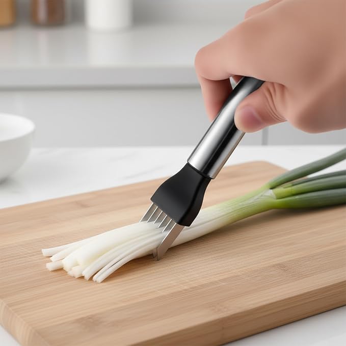 Kitchen Scallion Cutter 2PCS Stainless Steel Green Onion Slicer Professional Scallion Shredding Tool Shred Knife Vegetable Garlic Cutters Multi-Functional Kitchen Tool for Vegetable Onion Garlic