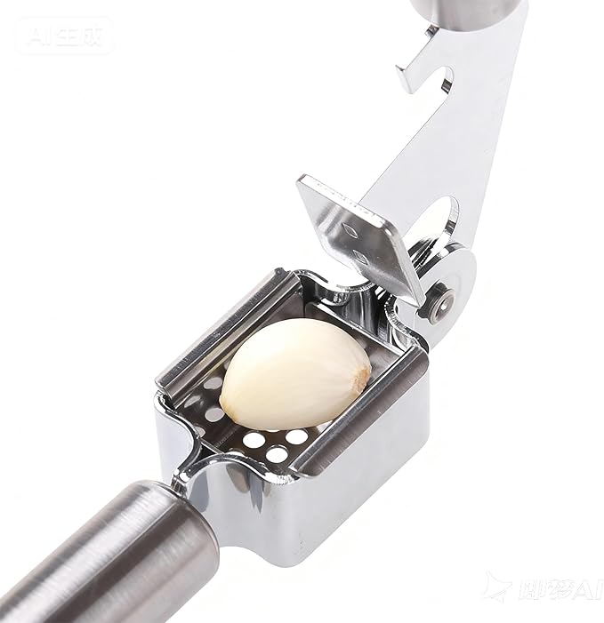MANJIA Garlic Press and Peel Set Stainless Steel- Rust Proof Garlic Mincer Tool - Easy-Squeeze, Easy-Clean Silicone Garlic Peeler & Brush (Black)