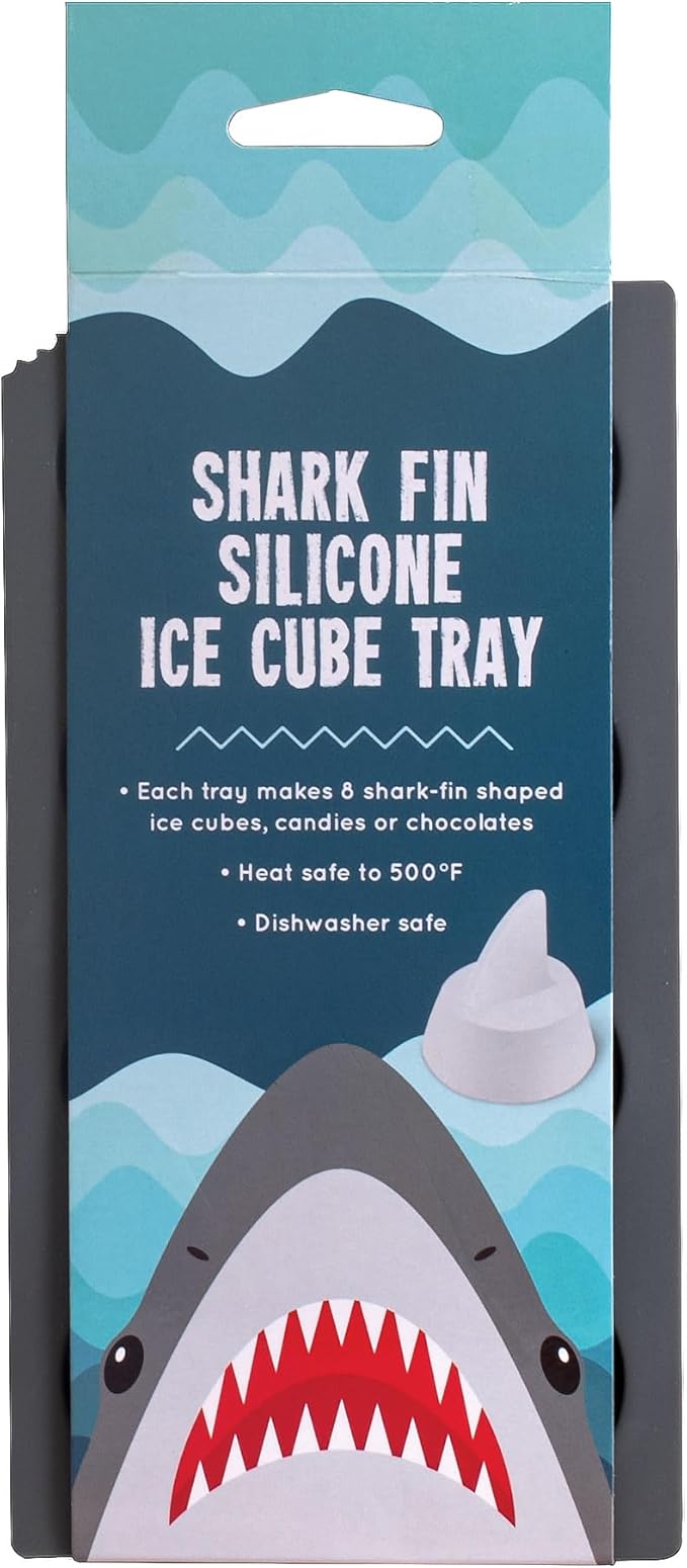 HIC Kitchen Silicone Shark Fin Ice Tray, Non-Stick, Set of 2, Each Tray Makes 8 Shark Fins