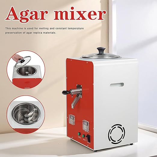 EustomA Agar Gel Mixer,5L Stirrer Machine for Melting and Mixing Duplicating with Visible Window Mini Automatic Dental Lab Equipment