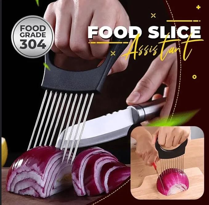 3PCS Stainless Steel Onion Slice Holder, 2024 New Onion Holder for Slicing, ultifunctional Fruit Egg Slicer Onion Pin Slicer Loose Meat Pin, Kitchen Chopper Slicing Tool for Onion Potato Lemon